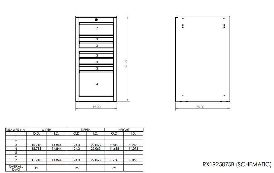EX19250SB Side Box Specifications